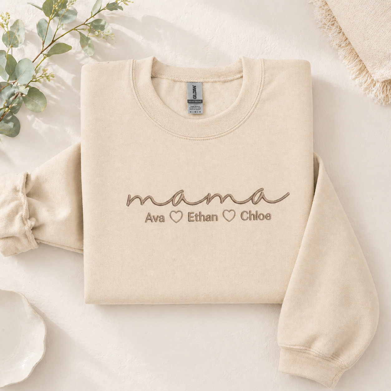 Custom Mama Embroidered Sweatshirt with Kids’ Names