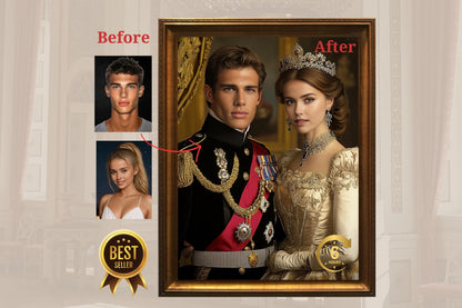 Custom Royal Couple Portrait, Unique Anniversary Gift for Valentine royal portrait Personalized Valentines Day Gift customized Couple gift
