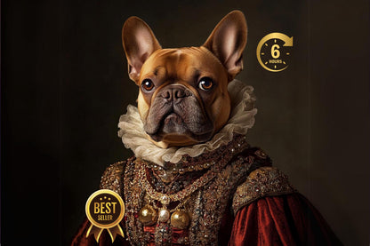 Custom Pet Portrait Painting, Renaissance Dog Portrait from Photo, Royal Pet King Portrait Painting Digital Art, Royal Dog Portraits