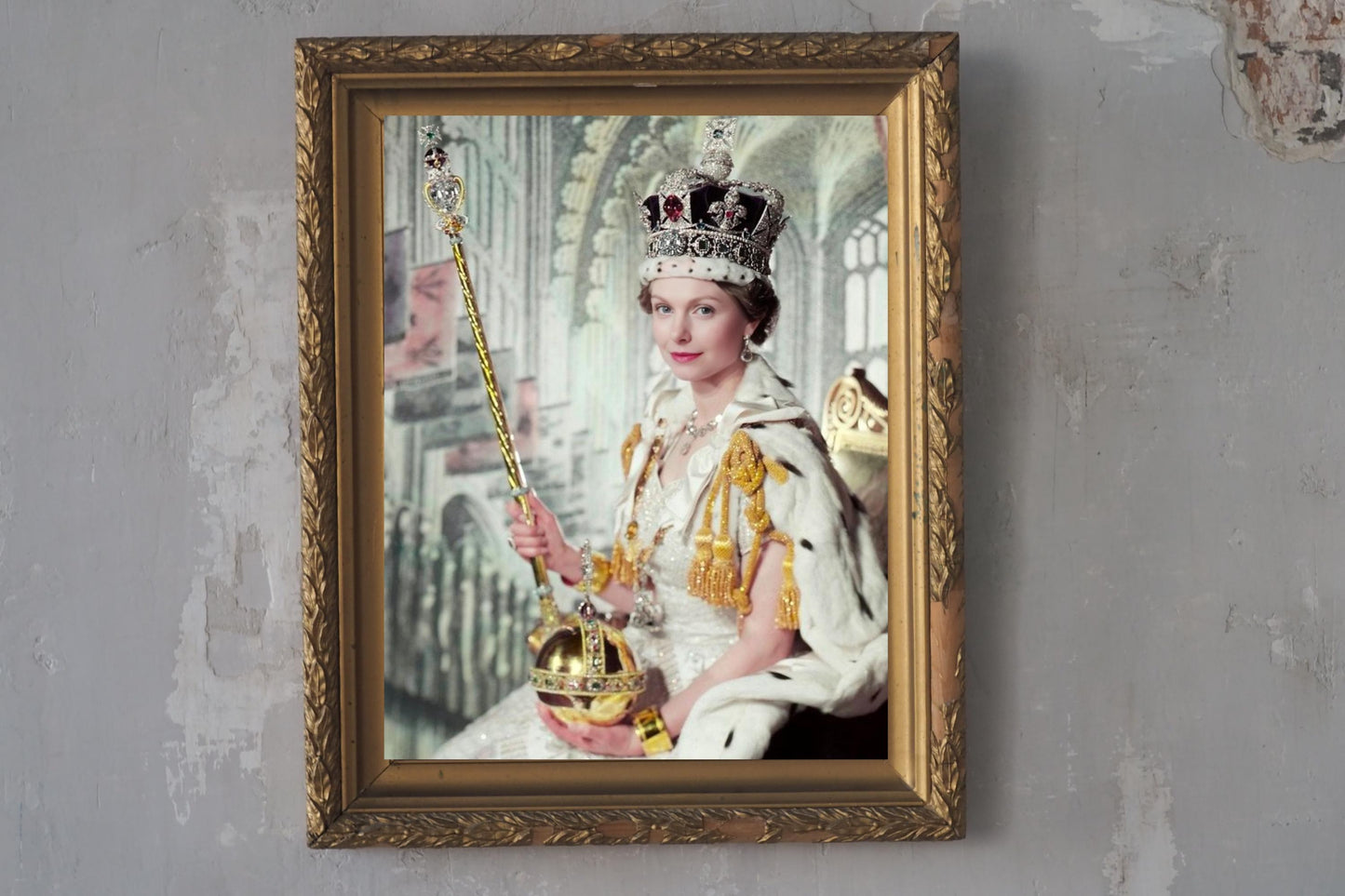 Custom Queen Elizabeth II Coronation Portrait Personalized Face Swap Royal Art Customizable Queen Canvas Print Custom Art gift for grandma
