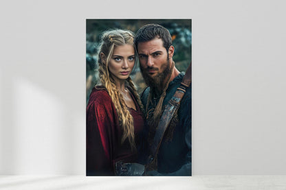 Custom Viking Couple Portrait, Personalized viking portrait couple custom warrior art digital couple viking portrait personalized portrait