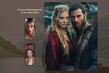 Custom Viking Couple Portrait, Personalized viking portrait couple custom warrior art digital couple viking portrait personalized portrait