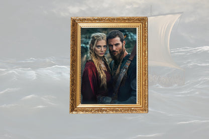 Custom Viking Couple Portrait, Personalized viking portrait couple custom warrior art digital couple viking portrait personalized portrait
