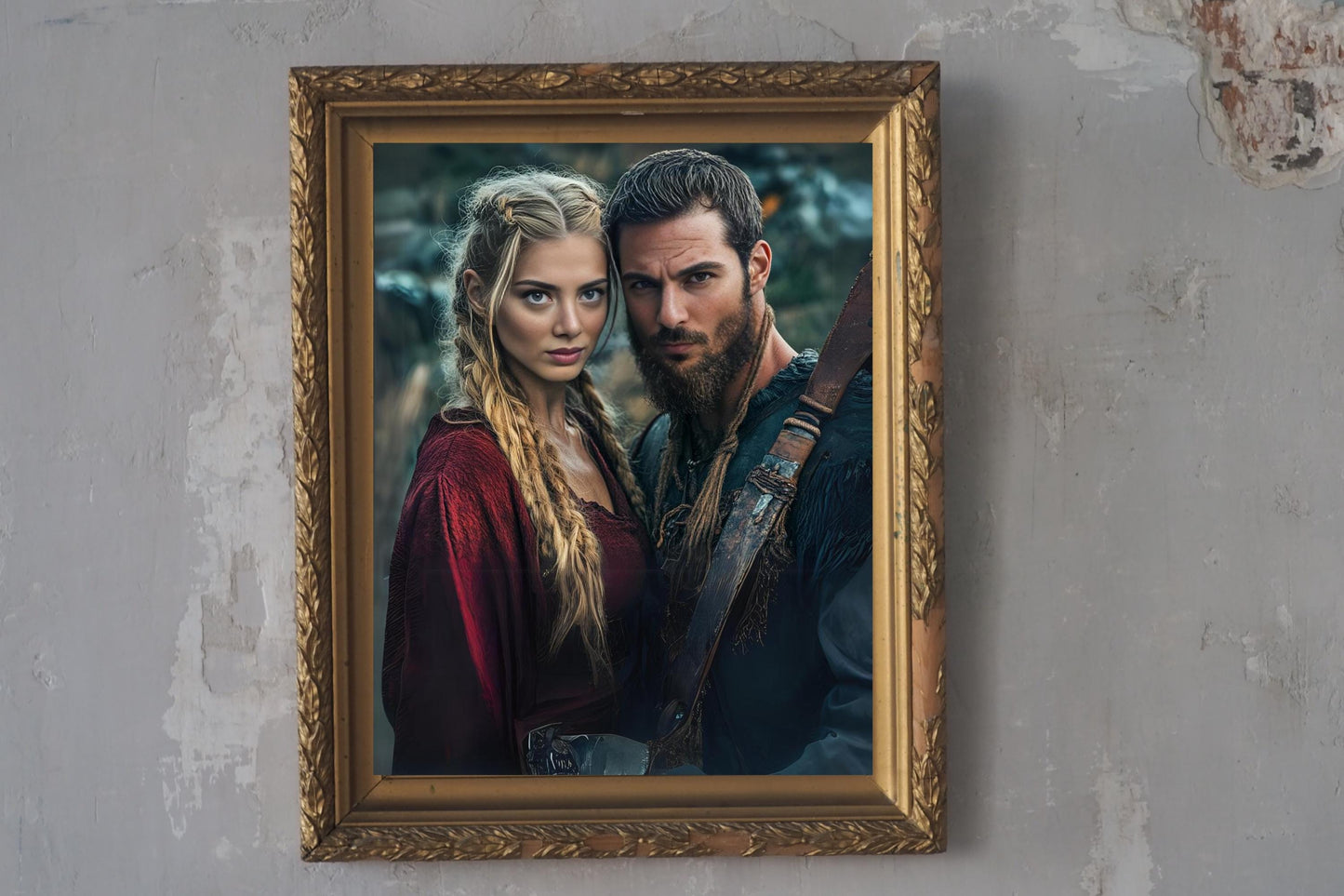 Custom Viking Couple Portrait, Personalized viking portrait couple custom warrior art digital couple viking portrait personalized portrait