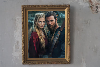 Custom Viking Couple Portrait, Personalized viking portrait couple custom warrior art digital couple viking portrait personalized portrait