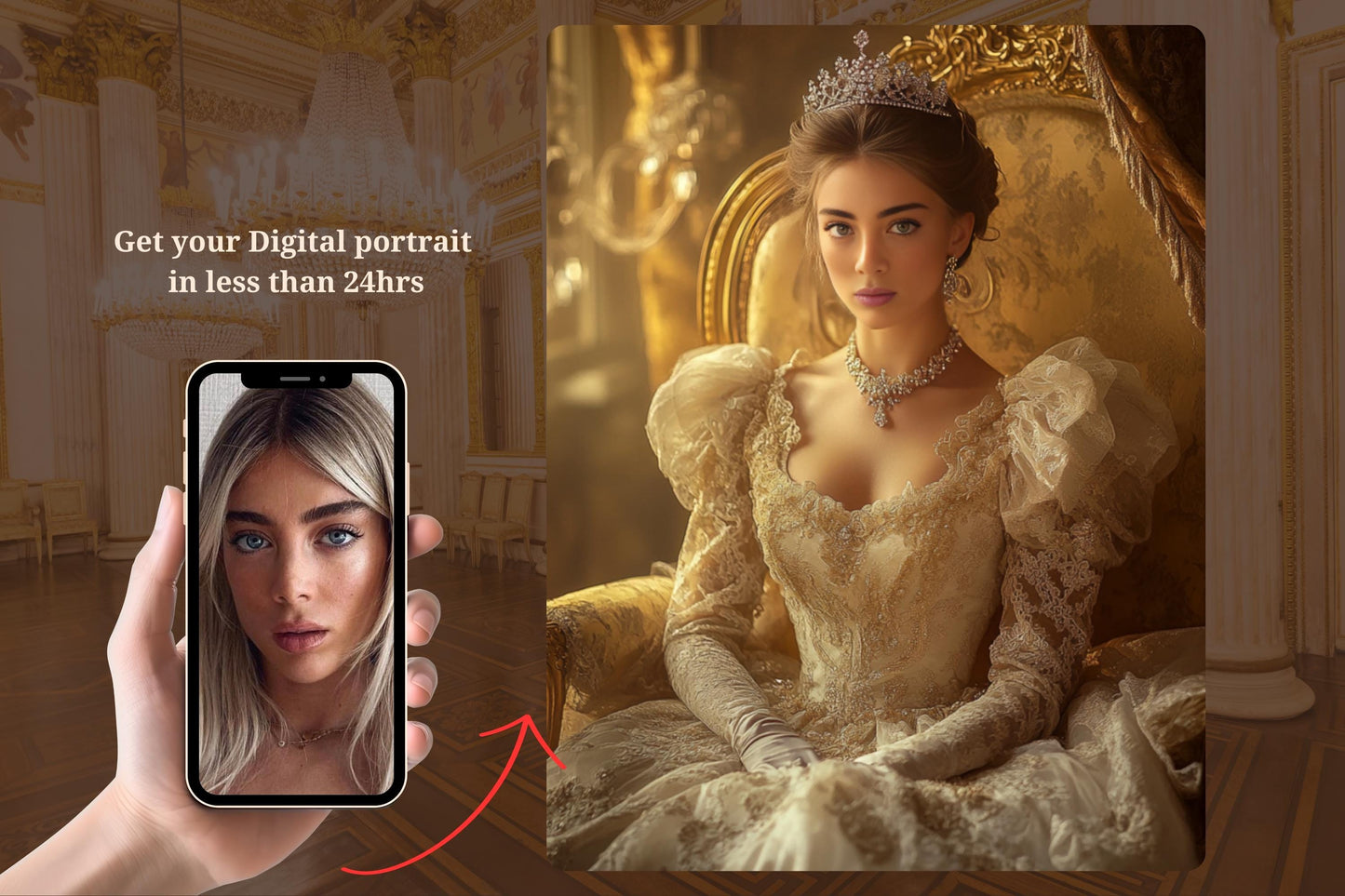 Custom Royal Portrait from Photo, Renaissance Queen Art Personalized Queen from photo gift for women royal portraits gift for her royalty me