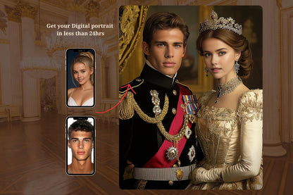 Custom Royal Couple Portrait, Unique Anniversary Gift for Valentine royal portrait Personalized Valentines Day Gift customized Couple gift