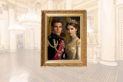 Custom Royal Couple Portrait, Unique Anniversary Gift for Valentine royal portrait Personalized Valentines Day Gift customized Couple gift
