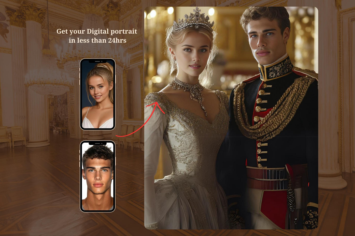 Custom Royal Couple Portrait from Photo, Royal Family Portrait, Renaissance Portrait, Personalized Gift for Valentine, Gift for her