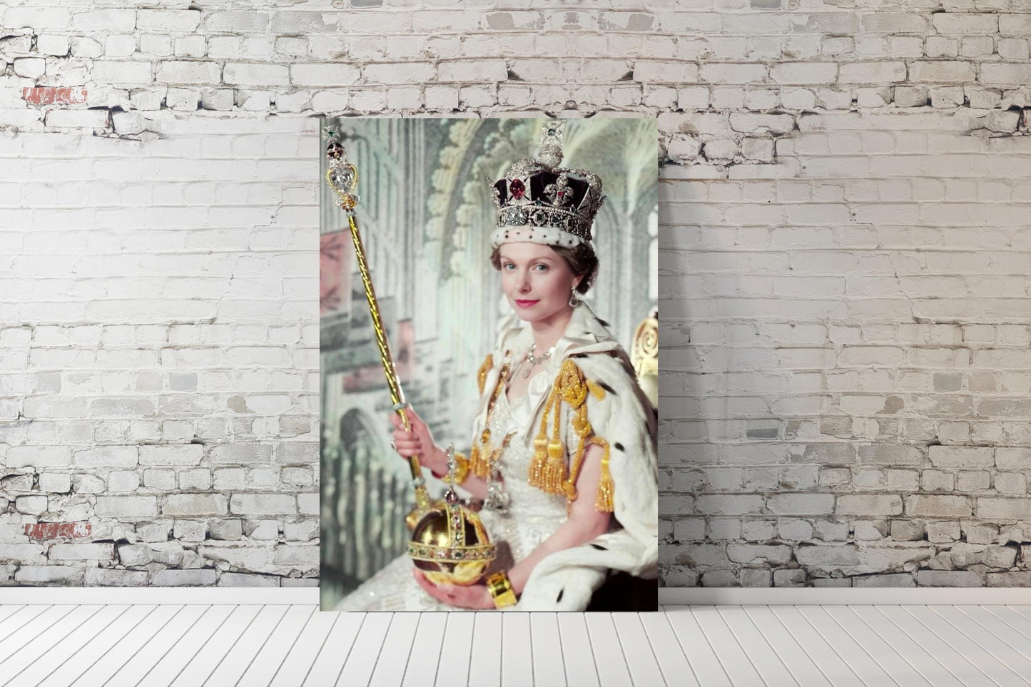 Custom Queen Elizabeth II Coronation Portrait Personalized Face Swap Royal Art Customizable Queen Canvas Print Custom Art gift for grandma