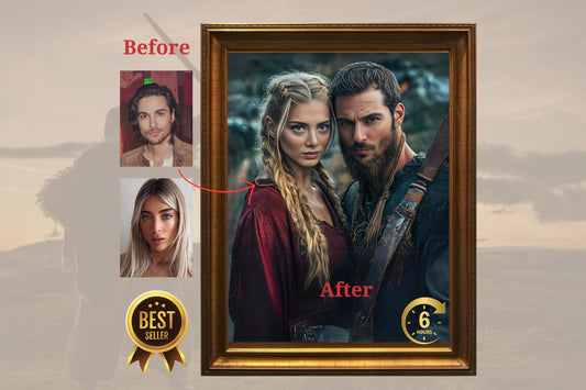 Custom Viking Couple Portrait, Personalized viking portrait couple custom warrior art digital couple viking portrait personalized portrait