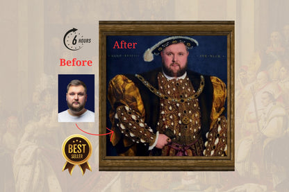 Custom Renaissance Portrait, Custom Fun Portrait from Photo for Coworker, Funny Face Swap Gift, Custom Funny Portrait King of Henry VIII