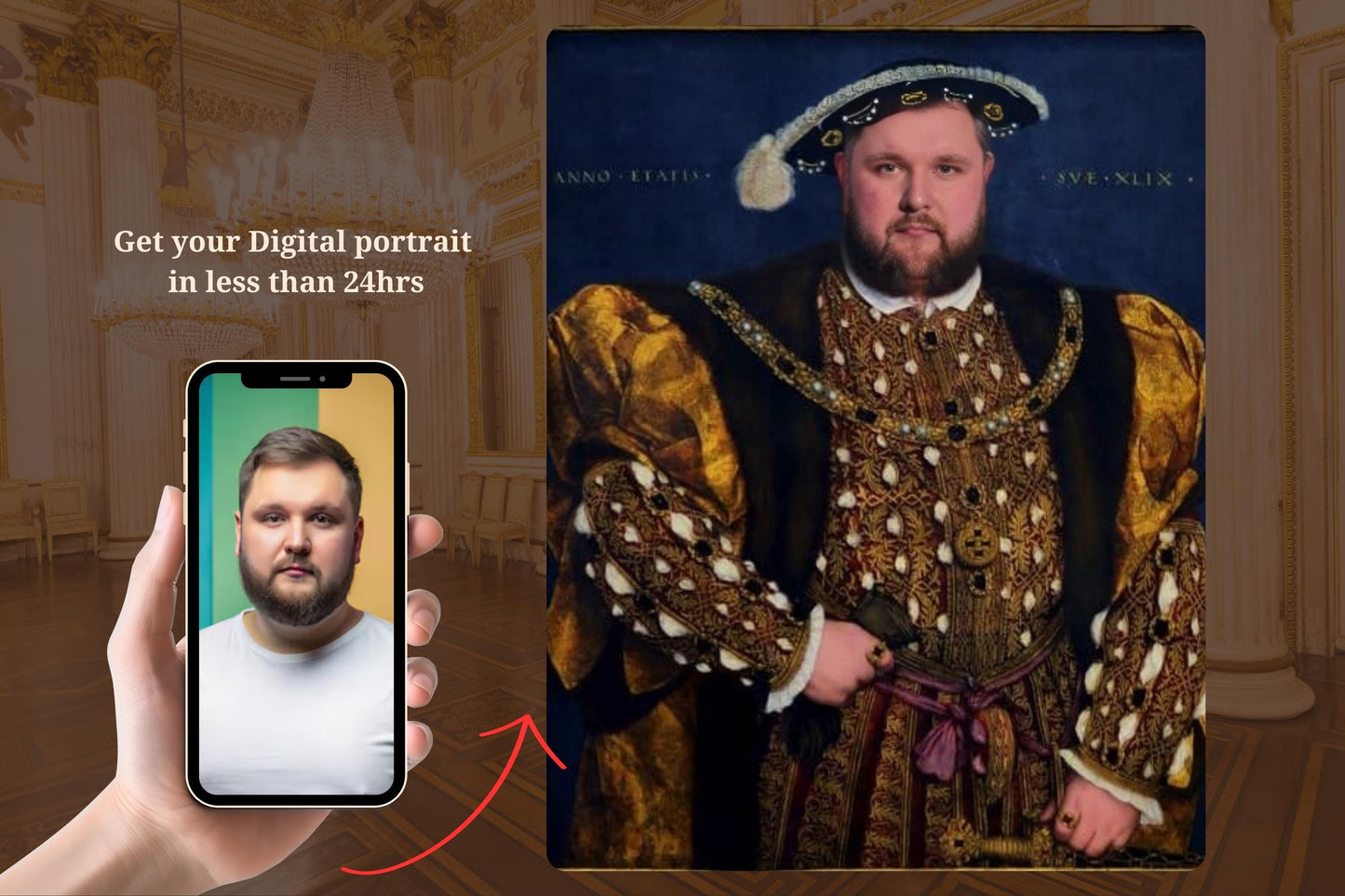 Custom Renaissance Portrait, Custom Fun Portrait from Photo for Coworker, Funny Face Swap Gift, Custom Funny Portrait King of Henry VIII
