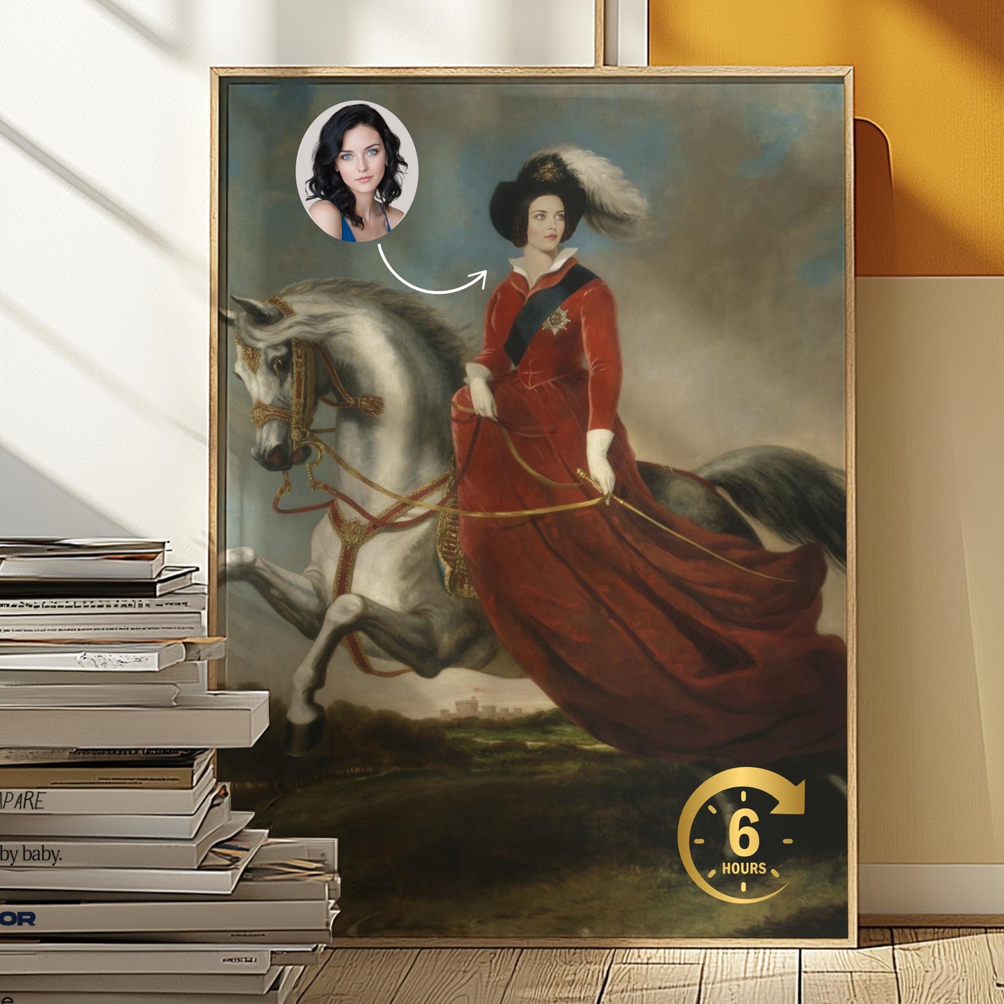 Custom Royal Portrait on horse, Custom Royal Portrait from Photo, Historical Painting Gift, Customized Royal Portrait,