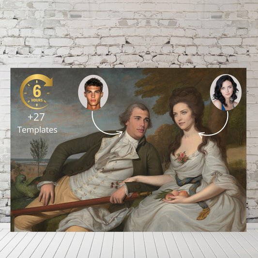 Custom Couple Face Swap Portrait, 1788 Historical Art, Custom Family Portrait from Photo, Personalized Family Painting Couple Royal Portrait