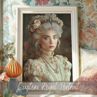 Custom Queen Portrait from Photo Renaissance Portrait turn me royal victorian portrait napoleon queen Renaissance Portrait Woman Gift decor