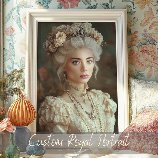 Custom Queen Portrait from Photo Renaissance Portrait turn me royal victorian portrait napoleon queen Renaissance Portrait Woman Gift decor