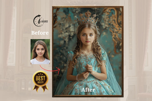 Custom Princess Portrait princess photo kids princess portraits royal family girl personalized children royal portrait gifts for girl kid