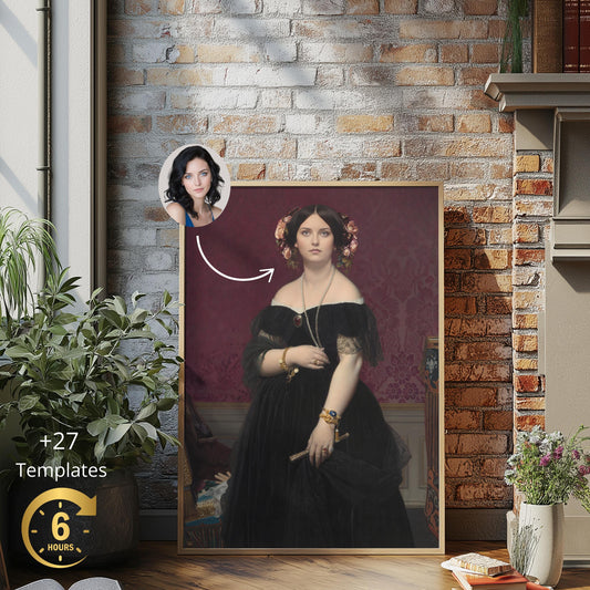 Custom Royal Portrait, Historical Renaissance Portrait from Photo Gift for her Birthday Gift for Grandparent Portrait Royal Woman Vintage