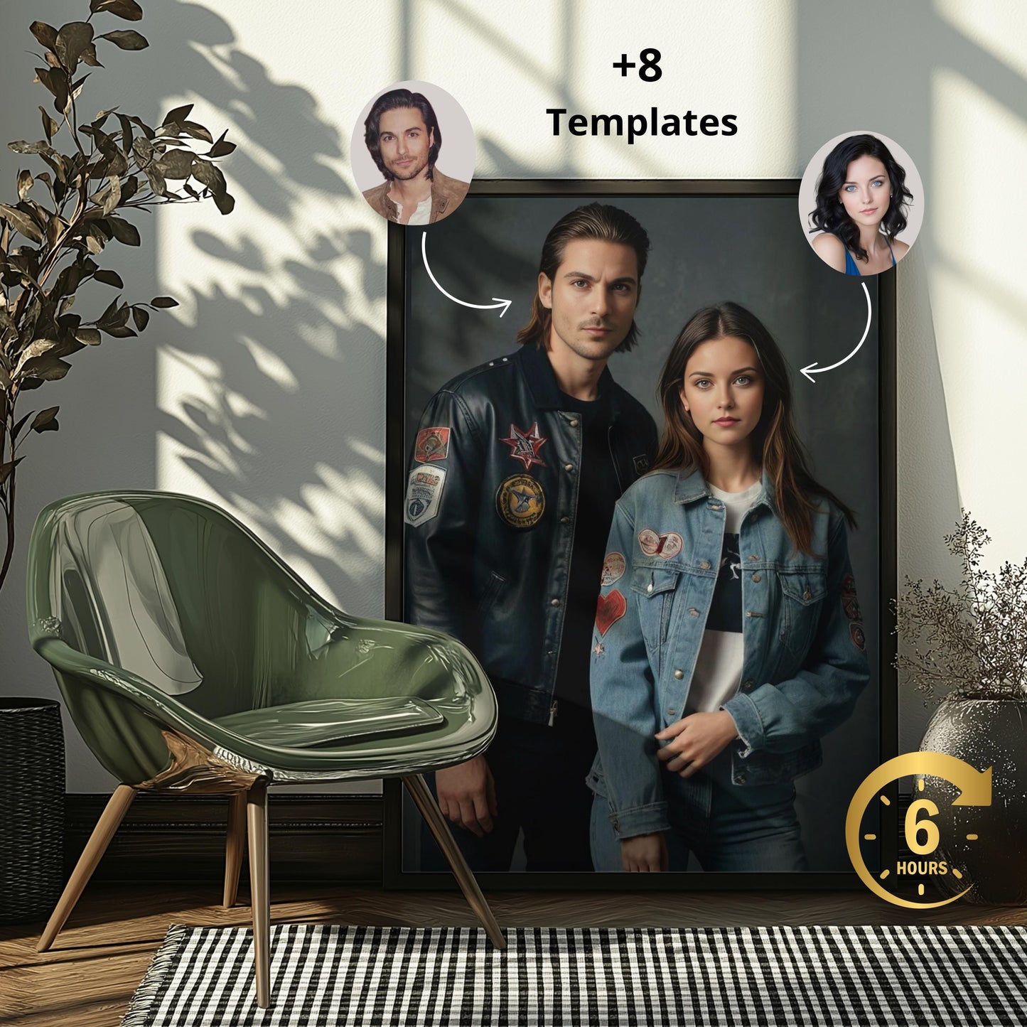 Custom 90s Style Couple Portrait, Retro Valentine's Gift for Couple Gift for Valentine High school Portrait Basketball Portrait for Couples
