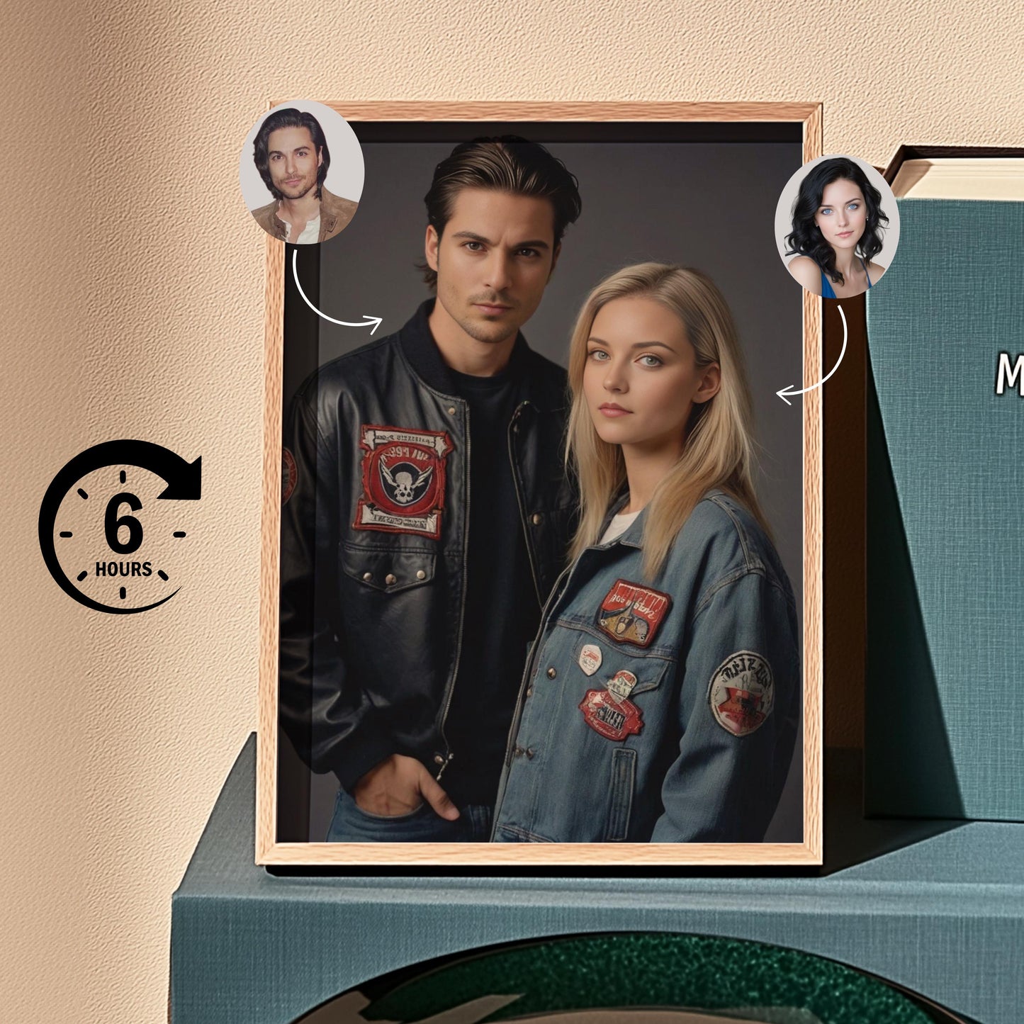 Custom 90s Style Couple Portrait, Retro Valentine's Gift for Couple Gift for Valentine High school Portrait Basketball Portrait for Couples