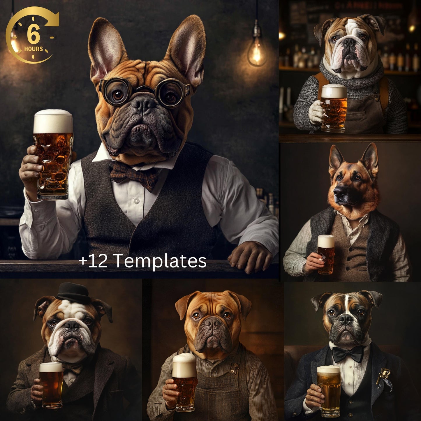 Custom Funny Pet Portraits Custom dog bartender Portrait funny dog portraits bartender dogs barman dog in a bar bartender pet portrait