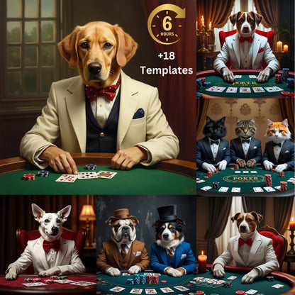 Custom Pet Poker Portrait: Funny Gift for Pet Lovers