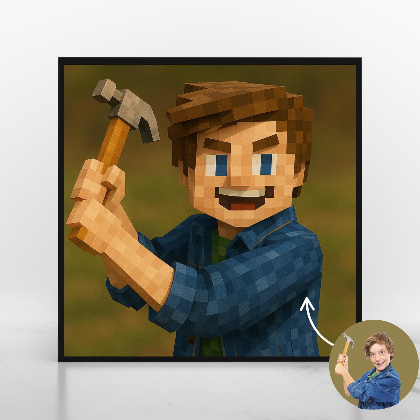 Custom Minecraft Digital Art, Custom Pixelated Block-Style Portrait from Photo, Pixel Style Wall Decor, Kids Room Wall Decor, Gamer Gift
