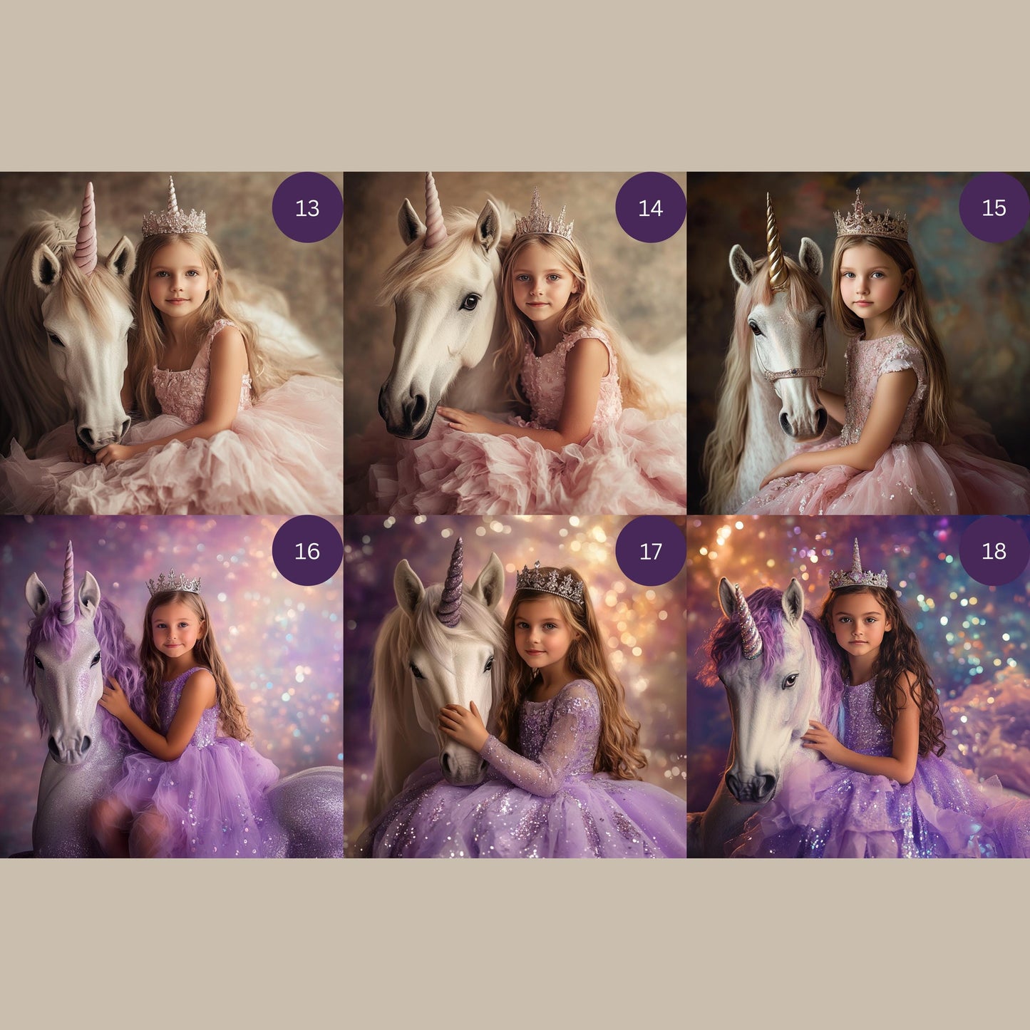 Custom Princess and Unicorn Portrait Personalized Girl's Wall Art photo realistic unicorn wall art young girl and unicorn princess and pony