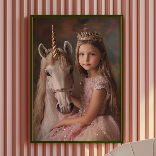 Personalized Princess Unicorn Portrait Custom Kids Birthday Gift Custom princess portrait princess artwork custom unicorn portrait for Kid