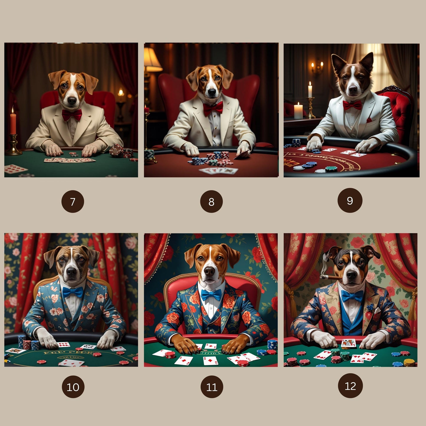 Custom Pet Poker Portrait: Funny Gift for Pet Lovers