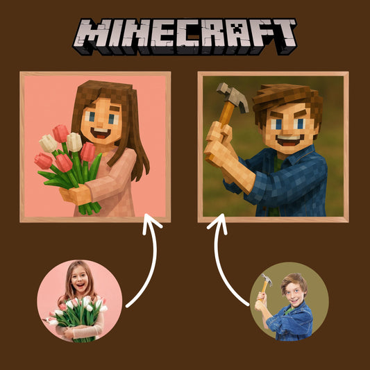 Custom Minecraft Digital Art, Custom Pixelated Block-Style Portrait from Photo, Pixel Style Wall Decor, Kids Room Wall Decor, Gamer Gift