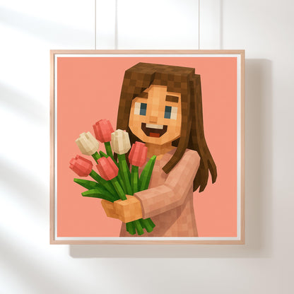 Custom Minecraft Digital Art, Custom Pixelated Block-Style Portrait from Photo, Pixel Style Wall Decor, Kids Room Wall Decor, Gamer Gift