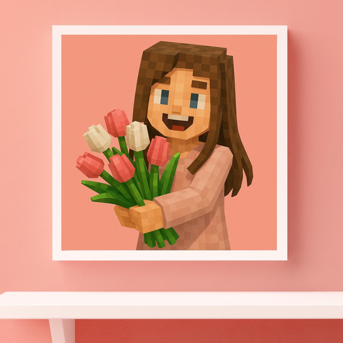 Custom Minecraft Digital Art, Custom Pixelated Block-Style Portrait from Photo, Pixel Style Wall Decor, Kids Room Wall Decor, Gamer Gift
