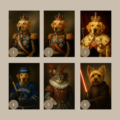 Custom Royal Pet Portrait Painting, Renaissance Dog Portrait from Photo, Royal Cat King Portrait Painting Digital Art, Portrait Art