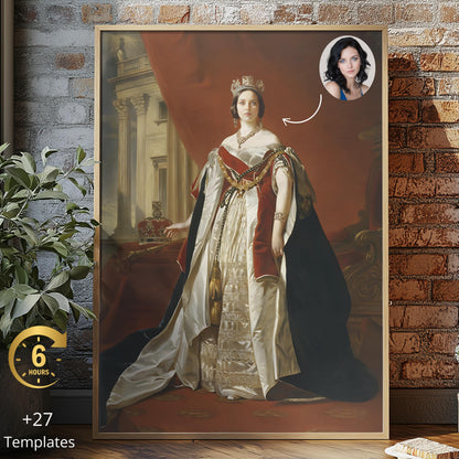 Custom Queen Victoria Portrait, Historic Royal Painting from Photo, Personalized Gift for Her, Unique Wall Art, Royal Queen, Historical Gift