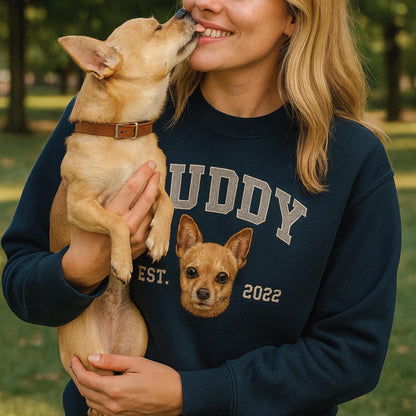 Pet Embroidered Sweatshirt, Embroidered Dog Hoodie Custom Dog Face Embroidered Sweatshirt From Photo, Pet Lovers Gift, Custom dog sweatshirt