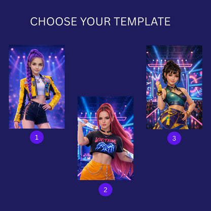 Custom Zoey KPop Portrait from Your Photo Personalized Girl Poster K Pop Fan Demon Huntrix Youth Gift For Birthday 6 7 8 9  year old girl