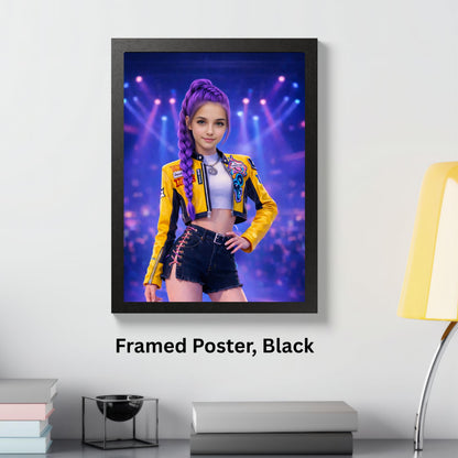 Custom Zoey KPop Portrait from Your Photo Personalized Girl Poster K Pop Fan Demon Huntrix Youth Gift For Birthday 6 7 8 9  year old girl