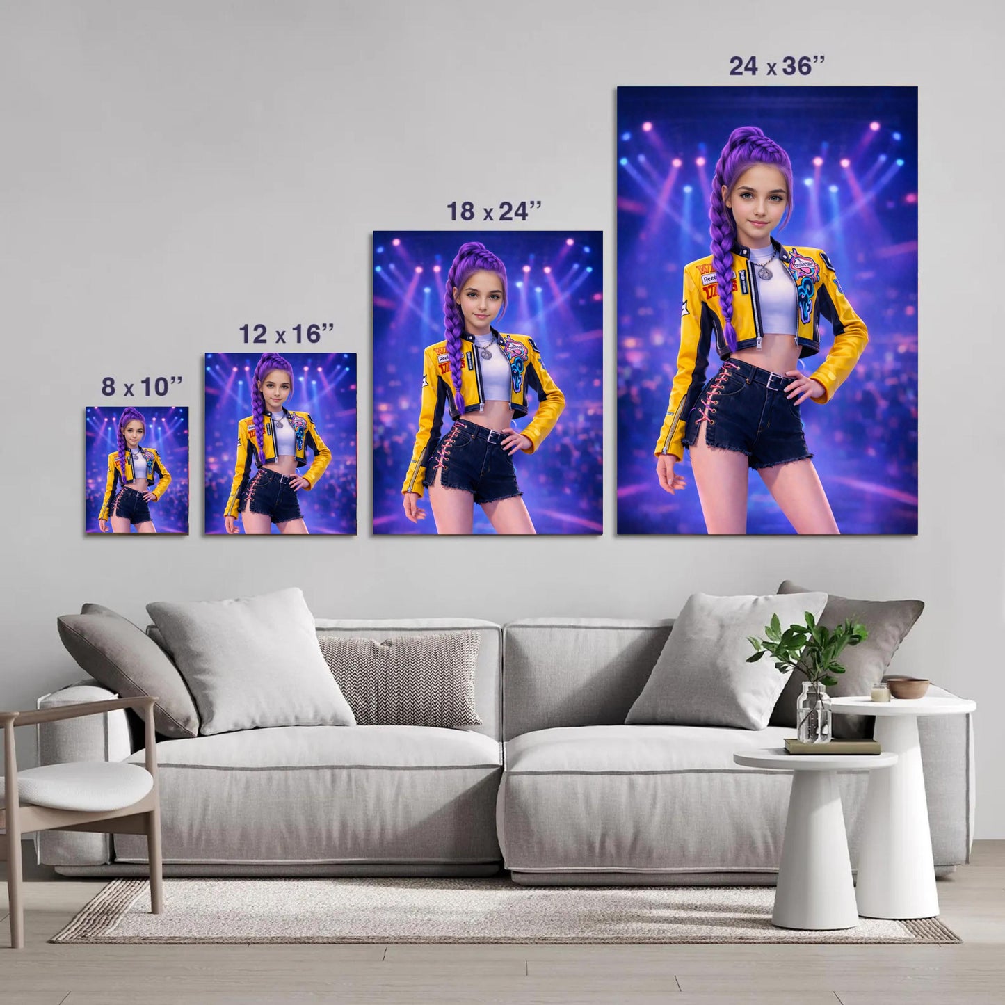 Custom Zoey KPop Portrait from Your Photo Personalized Girl Poster K Pop Fan Demon Huntrix Youth Gift For Birthday 6 7 8 9  year old girl