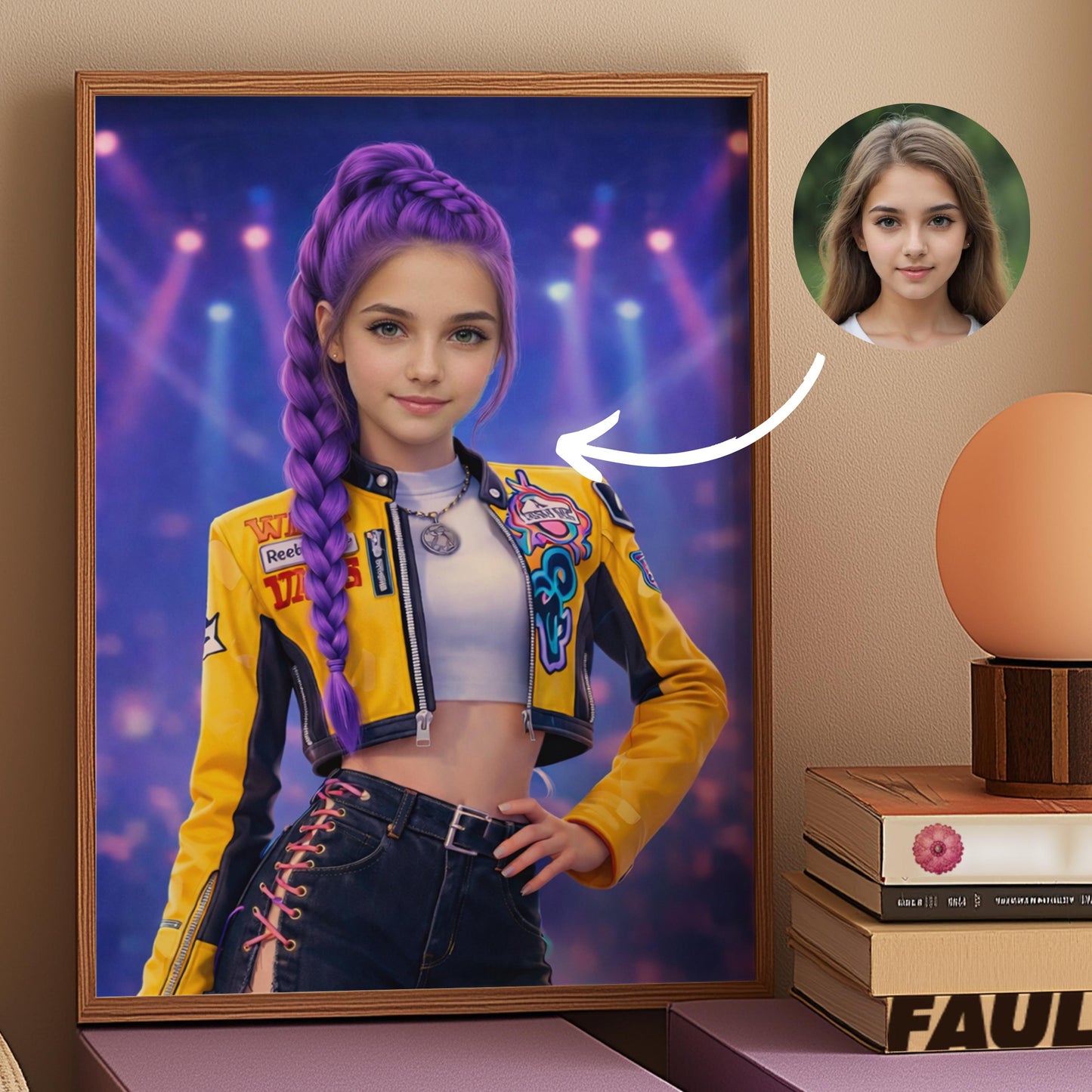 Custom Rumi K-Pop Portrait from Your Photo Personalized Anime-Style Girl Poster K Pop Demon Character Hunters Gift for Kids K-Pop Fantasy