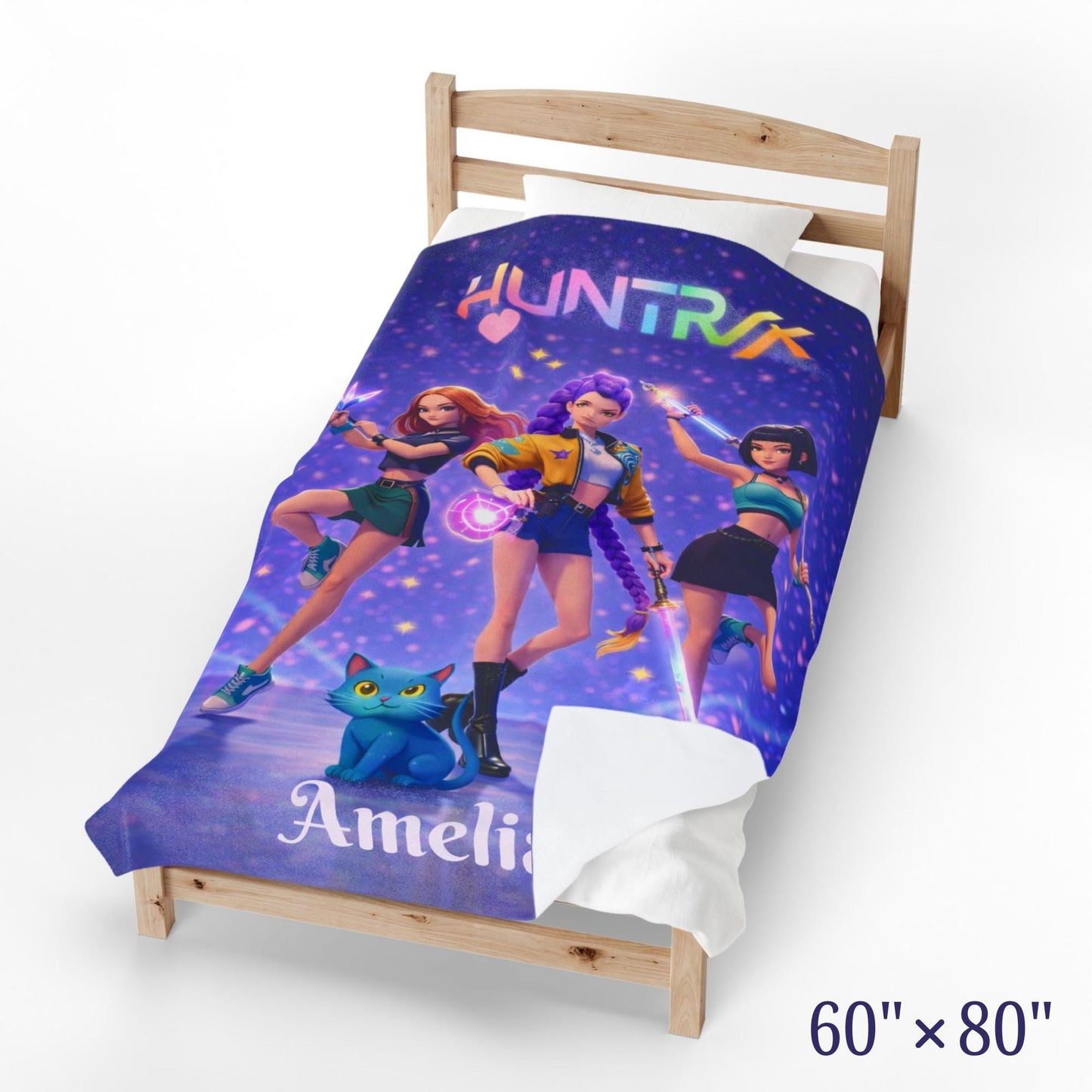 K-pop Demon Hunters Blanket, Personalized K pop Huntrix Girl Heroes Blanket, Kpop Idol Group, Kpop Demon Hunterx Birthday Gift, Anime Gift