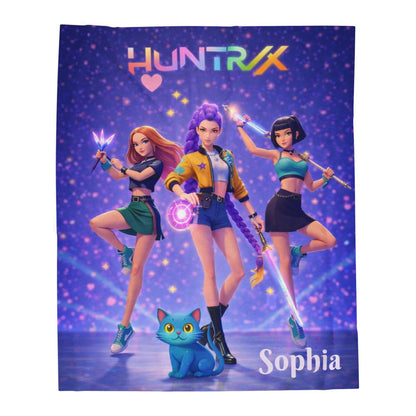 K-pop Demon Hunters Blanket, Personalized K pop Huntrix Girl Heroes Blanket, Kpop Idol Group, Kpop Demon Hunterx Birthday Gift, Anime Gift
