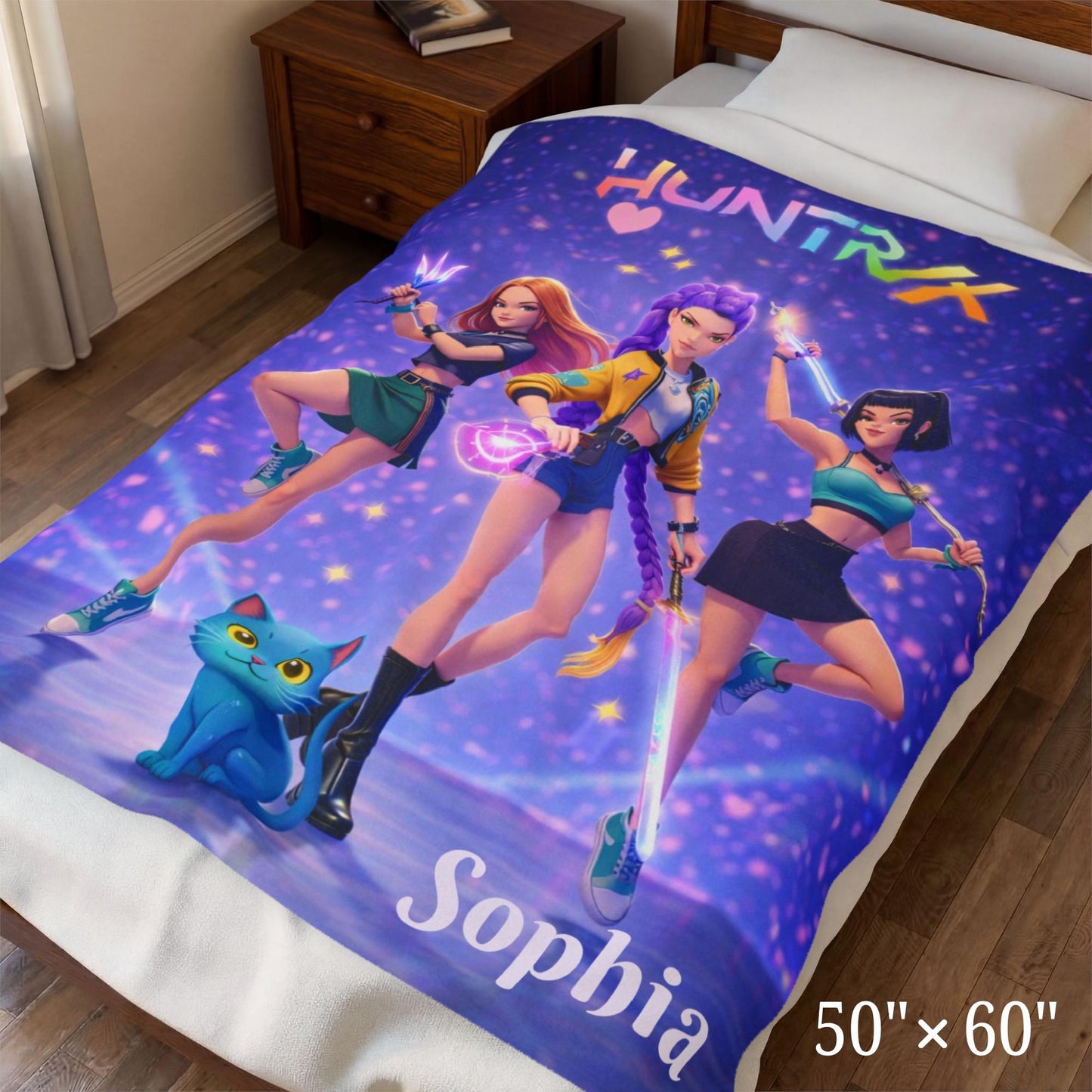 K-pop Demon Hunters Blanket, Personalized K pop Huntrix Girl Heroes Blanket, Kpop Idol Group, Kpop Demon Hunterx Birthday Gift, Anime Gift