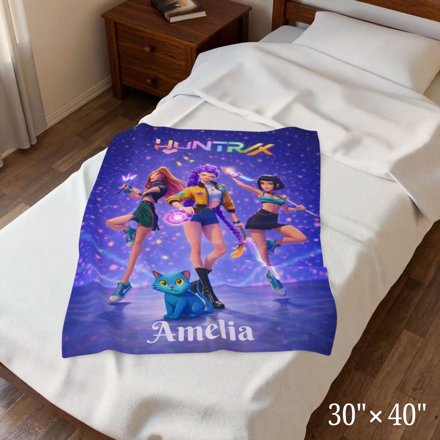 K-pop Demon Hunters Blanket, Personalized K pop Huntrix Girl Heroes Blanket, Kpop Idol Group, Kpop Demon Hunterx Birthday Gift, Anime Gift