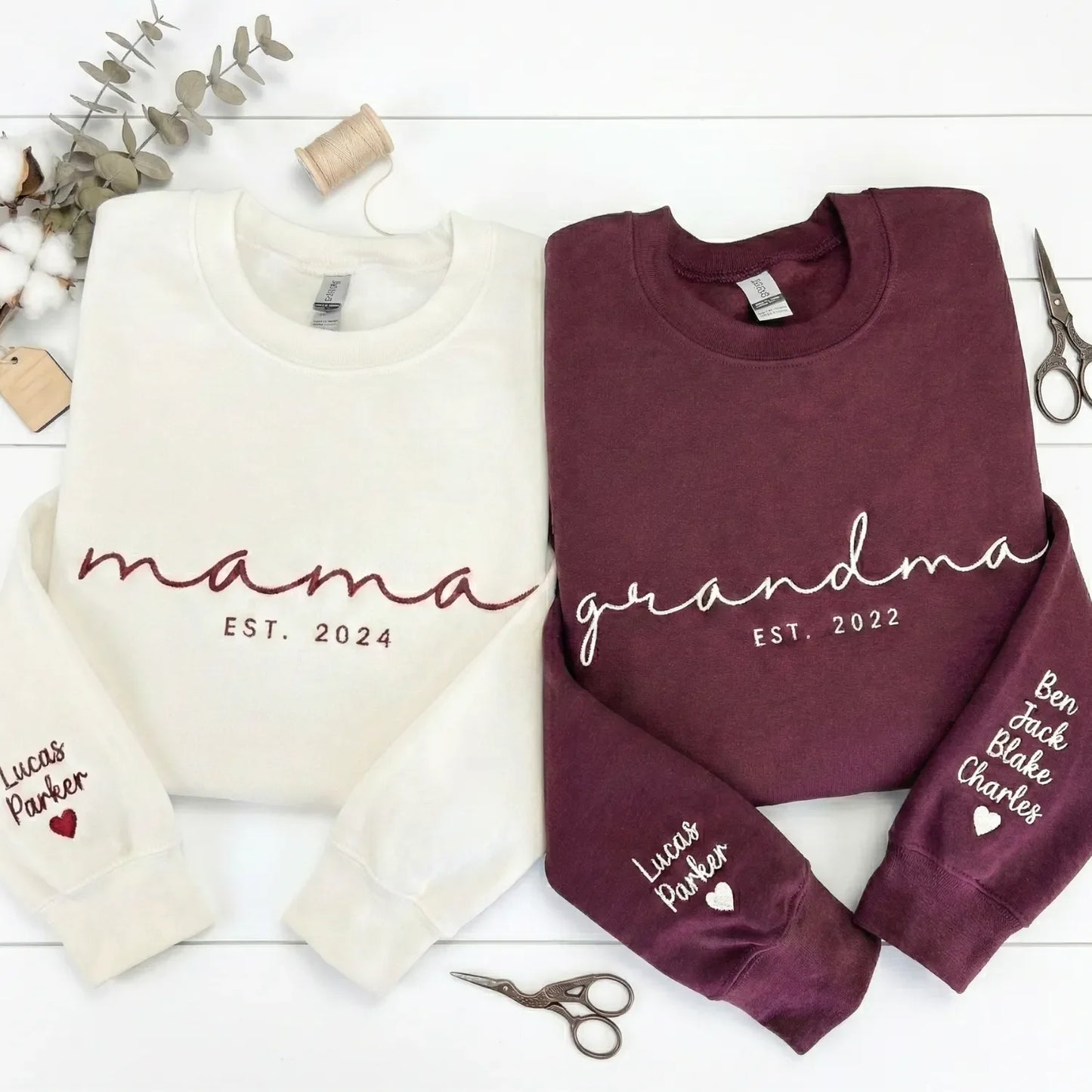 Custom Mama & Grandma Embroidered Sweatshirt