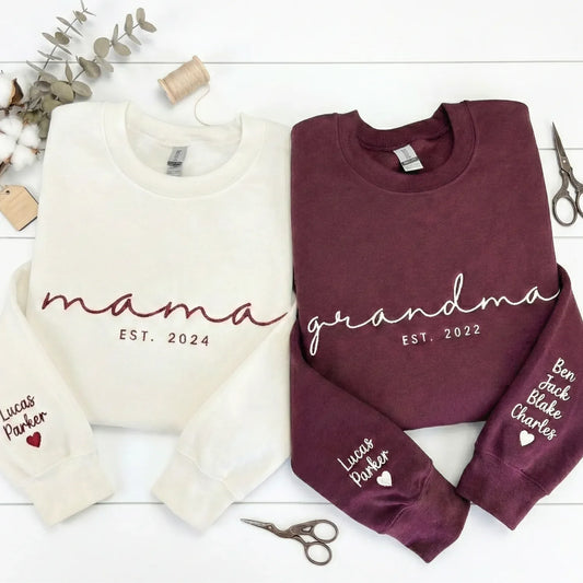 Custom Mama & Grandma Embroidered Sweatshirt